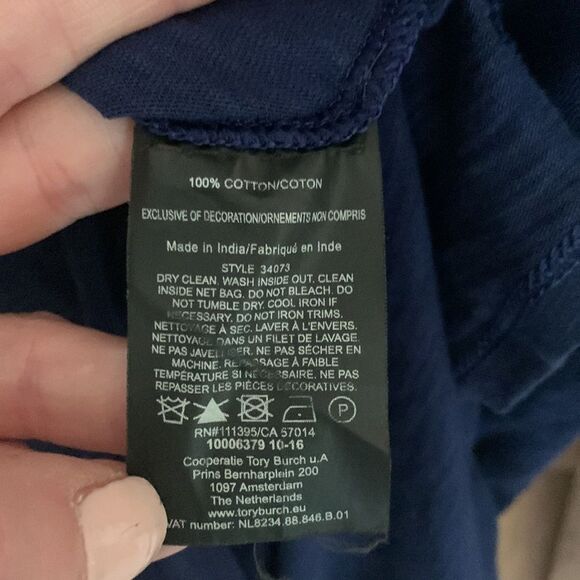 Tory Burch Jayda blue long sleeve beaded Tee top - Picture 8 of 8